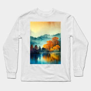 Colorful Autumn Landscape Watercolor 16 Long Sleeve T-Shirt